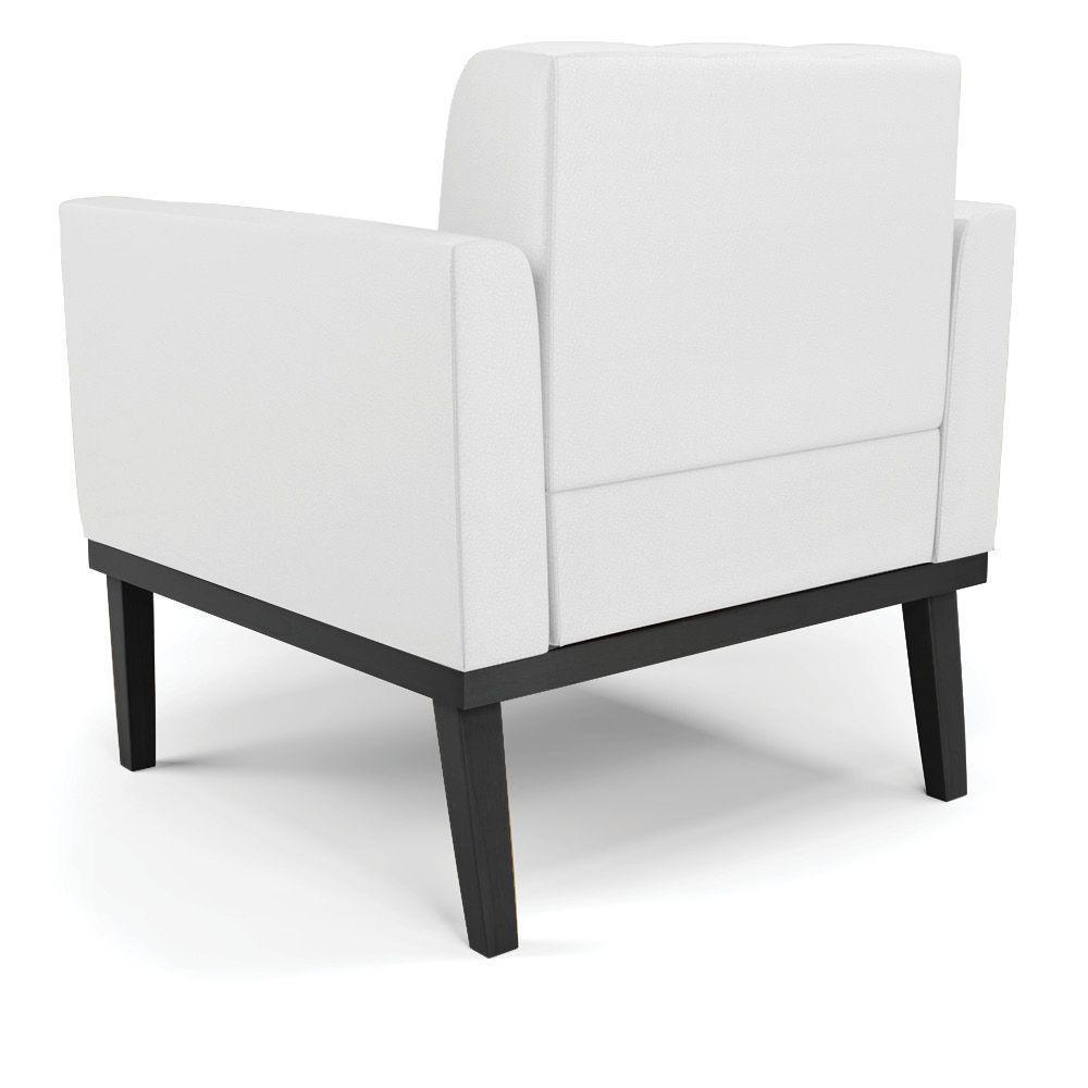 Poltrona Base De Madeira Fixa Preto Kit 2 Elisa Corino Branco D03 - D'rossi - 3