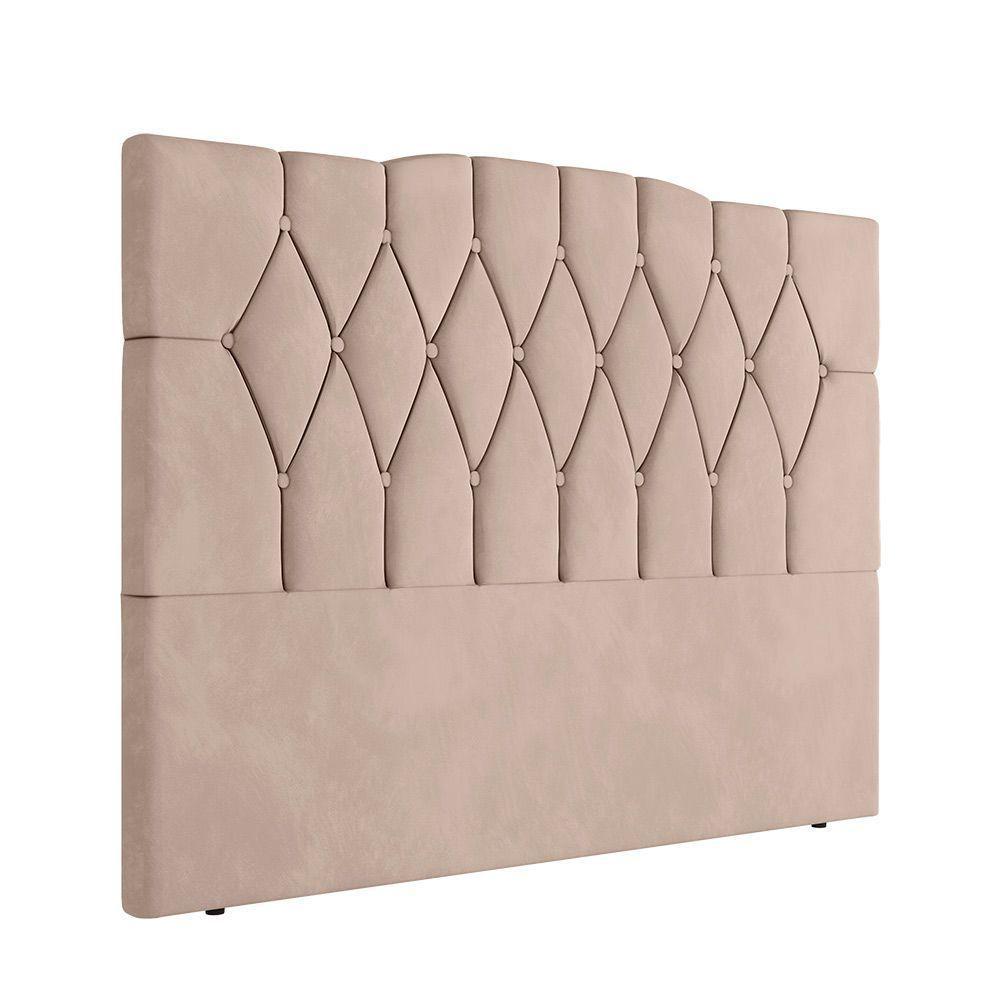 Cabeceira Para Cama Box Queen 160 Cm Amanda Veludo Bege I02 - D'rossi - 1