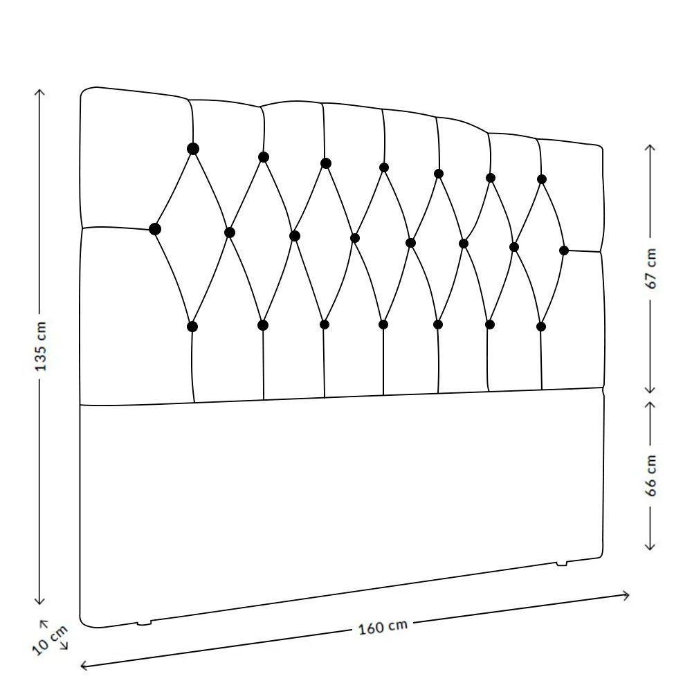 Cabeceira Para Cama Box Queen 160 Cm Amanda Veludo Bege I02 - D'rossi - 2