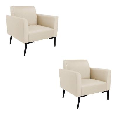 Kit 2 Poltronas Pés Villach Marisa Corino Bege D03 - D'rossi