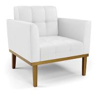 Poltrona Base De Madeira Fixa Castanho Elisa Corino D03 - D'rossi Cor Branco - 1