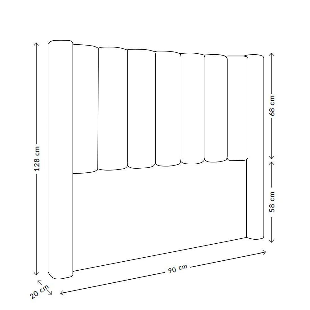 Cabeceira Para Cama Box Solteiro 90 Cm Rania Veludo Bege I02 - D'rossi - 2