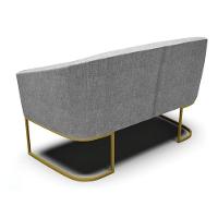 Namoradeira E 2 Poltronas Base Industrial Dourado Stella Linho Grafite A26 D03 - D'rossi