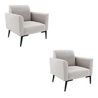 Kit 2 Poltronas Pés Villach Marisa Veludo Cinza D03 - D'rossi - 1