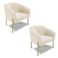 Poltrona Pé De Ferro Dourado Kit 2 Stella Veludo D03 - D'rossi Cor Bege - 1