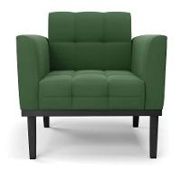 Poltrona Base De Madeira Fixa Preto Kit 2 Elisa Suede D03 - D'rossi Cor Verde - 5