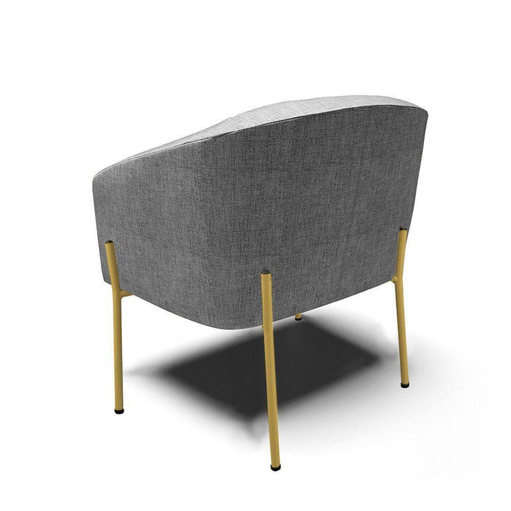 Poltrona Pé De Ferro Dourado Sala De Estar Stella Linho D03 - D'rossi Cor A26 Grafite - 3