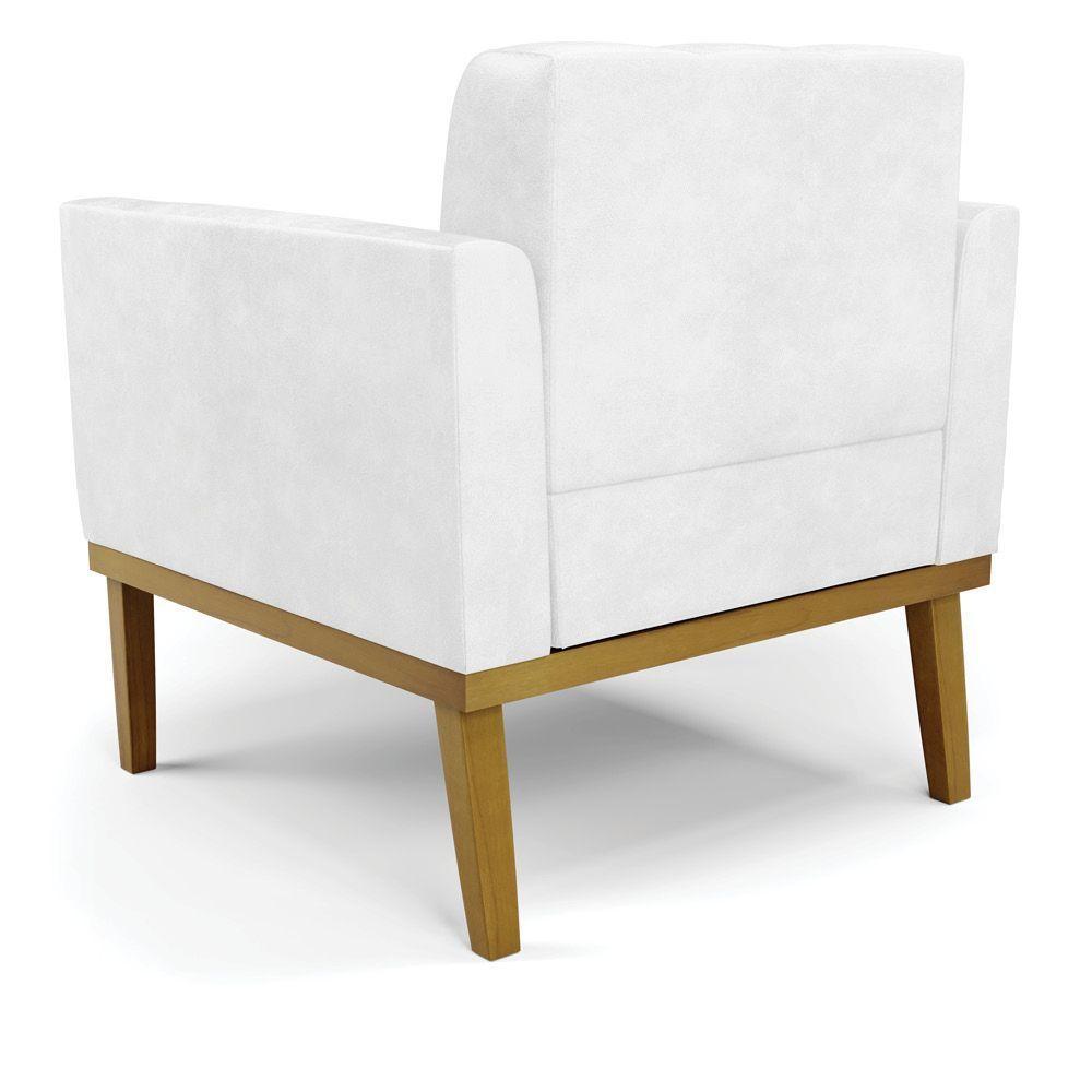 Poltrona Base De Madeira Fixa Castanho Elisa Corano D03 - D'rossi Cor Branco - 3