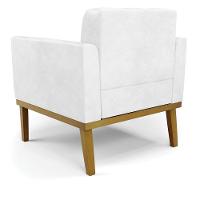 Poltrona Base De Madeira Fixa Castanho Elisa Corano D03 - D'rossi Cor Branco - 3