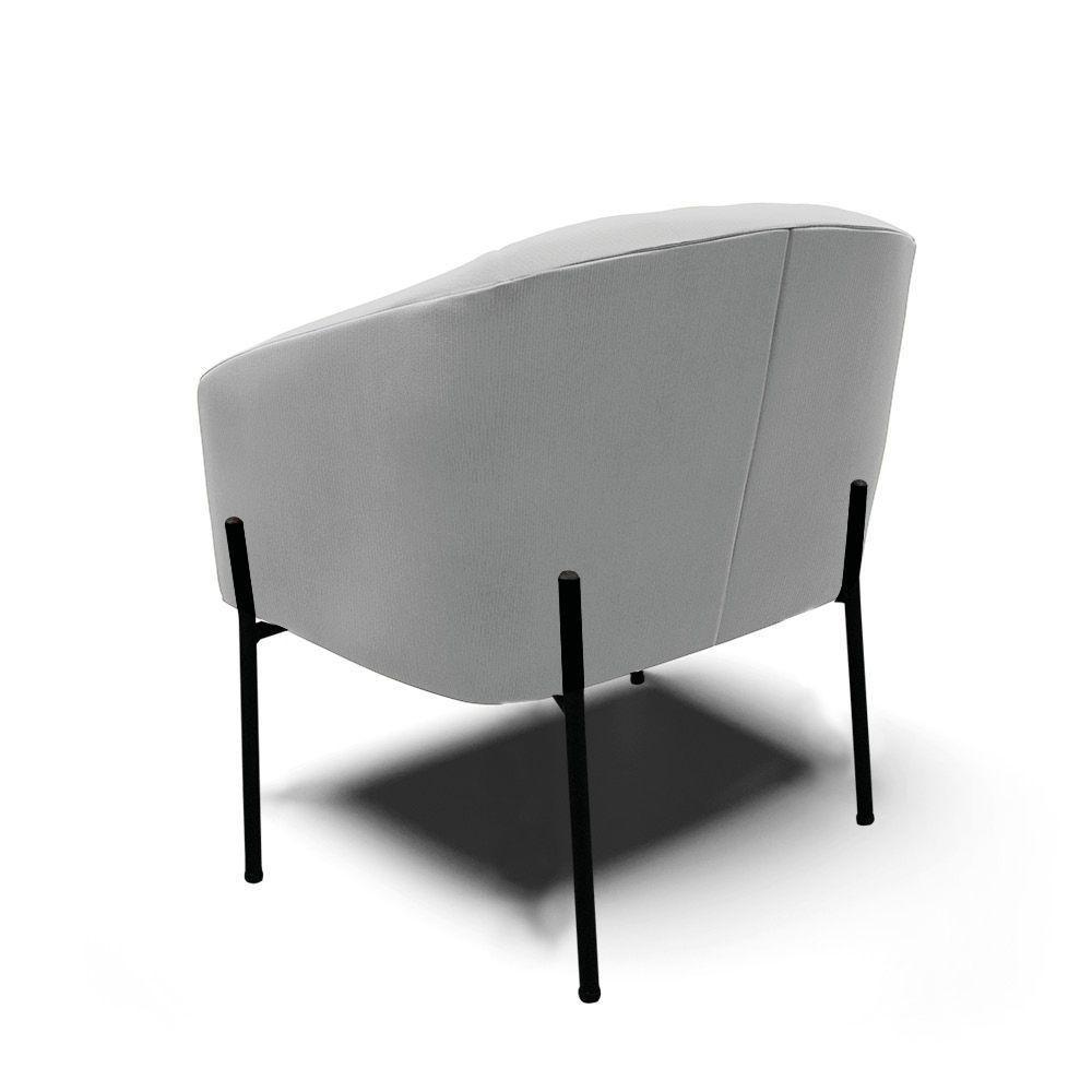 Poltrona Pé De Ferro Preto Kit 2 Stella Suede D03 - D'rossi Cor Cinza - 4