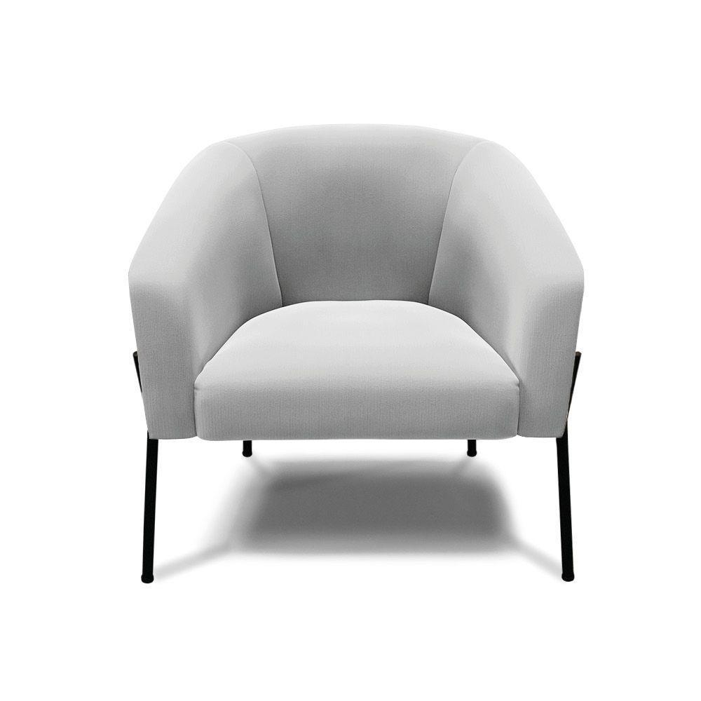 Poltrona Pé De Ferro Preto Kit 2 Stella Suede D03 - D'rossi Cor Cinza - 5