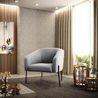 Poltrona Pé De Ferro Preto Kit 2 Stella Suede D03 - D'rossi Cor Cinza - 6