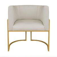 Kit Divã Luna 185cm Lado Esquerdo E 02 Poltronas Base De Ferro Dourado Bouclé Cor Bege - 2