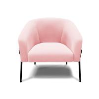 Poltrona Pé De Ferro Preto Kit 2 Stella Suede D03 - D'rossi Cor Rosa Bebê