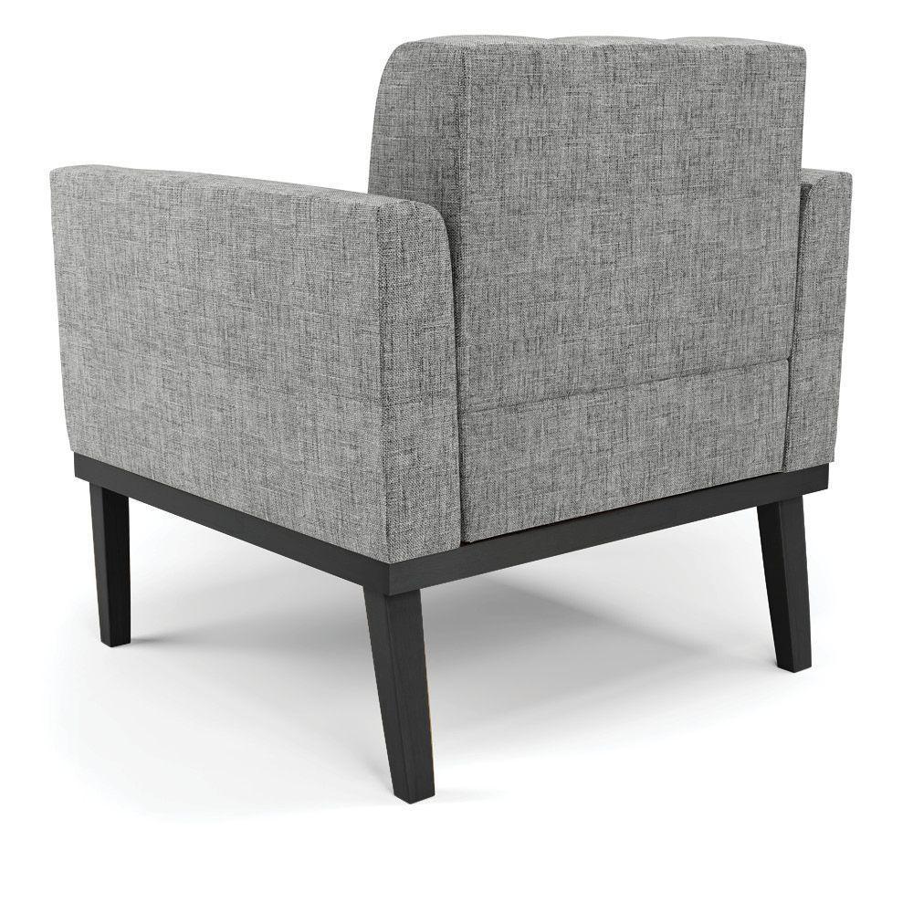 Poltrona Base De Madeira Fixa Preto Kit 2 Elisa Linho D03 - D'rossi Cor A26 Grafite - 3