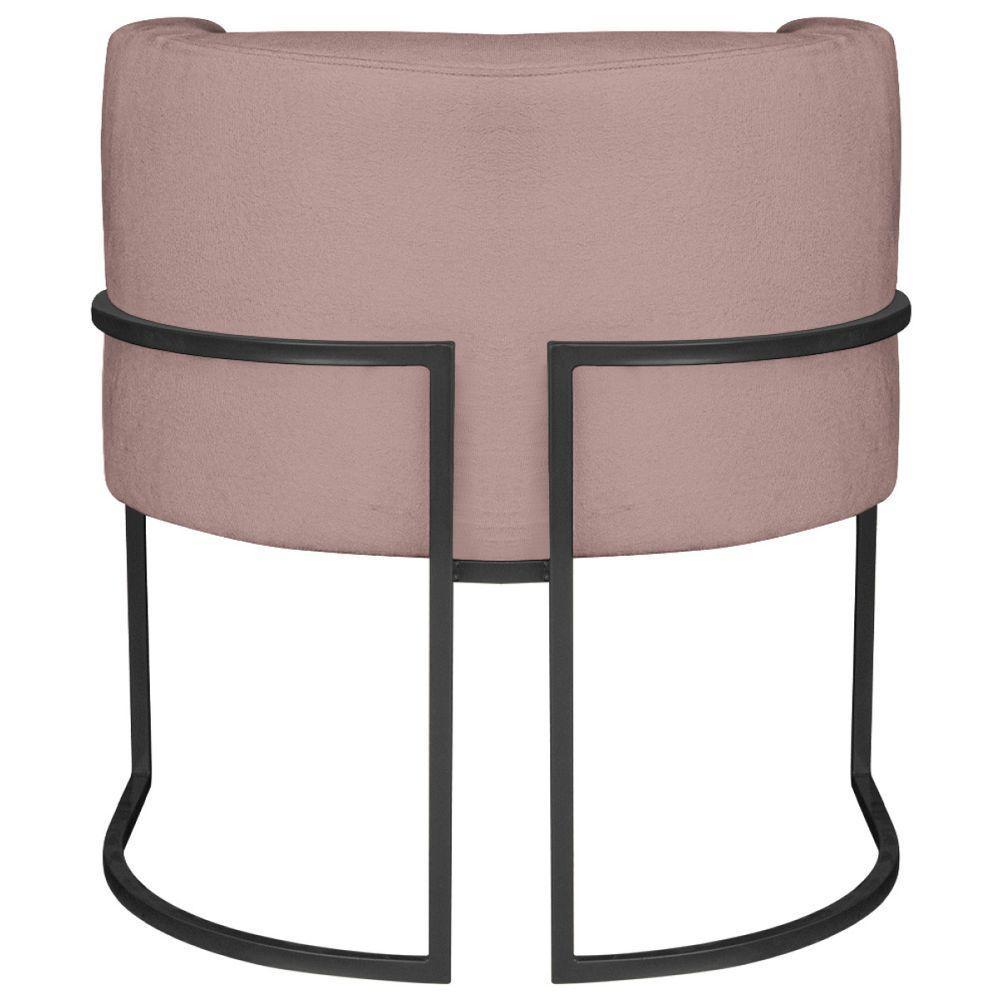 Kit 02 Poltronas Decorativas Luna Base De Ferro Preto Linho Rosê - 2
