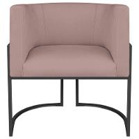 Kit 02 Poltronas Decorativas Luna Base De Ferro Preto Linho Rosê - 3