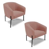 Poltrona Pé De Ferro Preto Kit 2 Stella Veludo D03 - D'rossi Cor Rose - 1