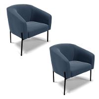 Poltrona Pé De Ferro Preto Kit 2 Stella Suede D03 - D'rossi Cor Azul Marinho - 1