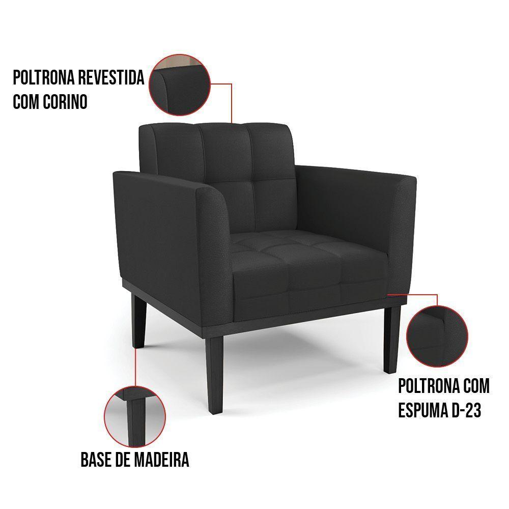 Poltrona Base De Madeira Fixa Preto Elisa Corino D03 - D'rossi Cor Preto - 2