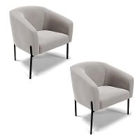 Poltrona Pé De Ferro Preto Kit 2 Stella Veludo D03 - D'rossi Cor Cinza - 1