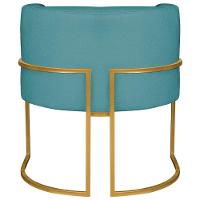 Kit 02 Poltronas Decorativas Luna Base De Ferro Dourado Suede Azul Turquesa - 6