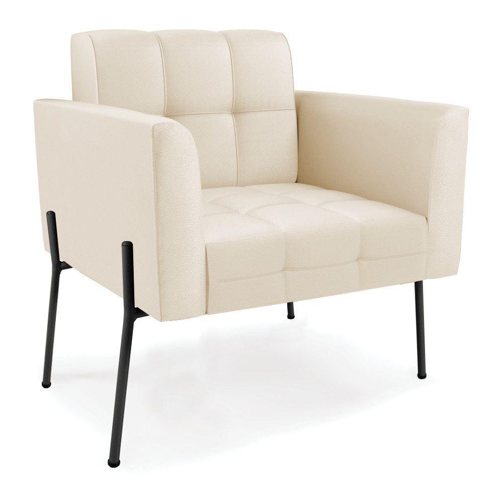 Poltrona Pé De Ferro Preto Para Sala Elisa Corino D03 - D'rossi Cor Bege - 1