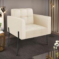 Poltrona Pé De Ferro Preto Para Sala Elisa Corino D03 - D'rossi Cor Bege