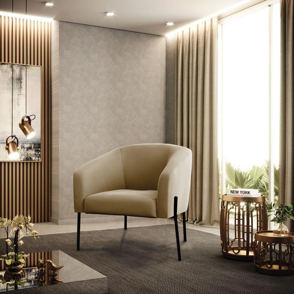 Poltrona Pé De Ferro Preto Kit 2 Stella Suede D03 - D'rossi Cor Marrom Rato - 6