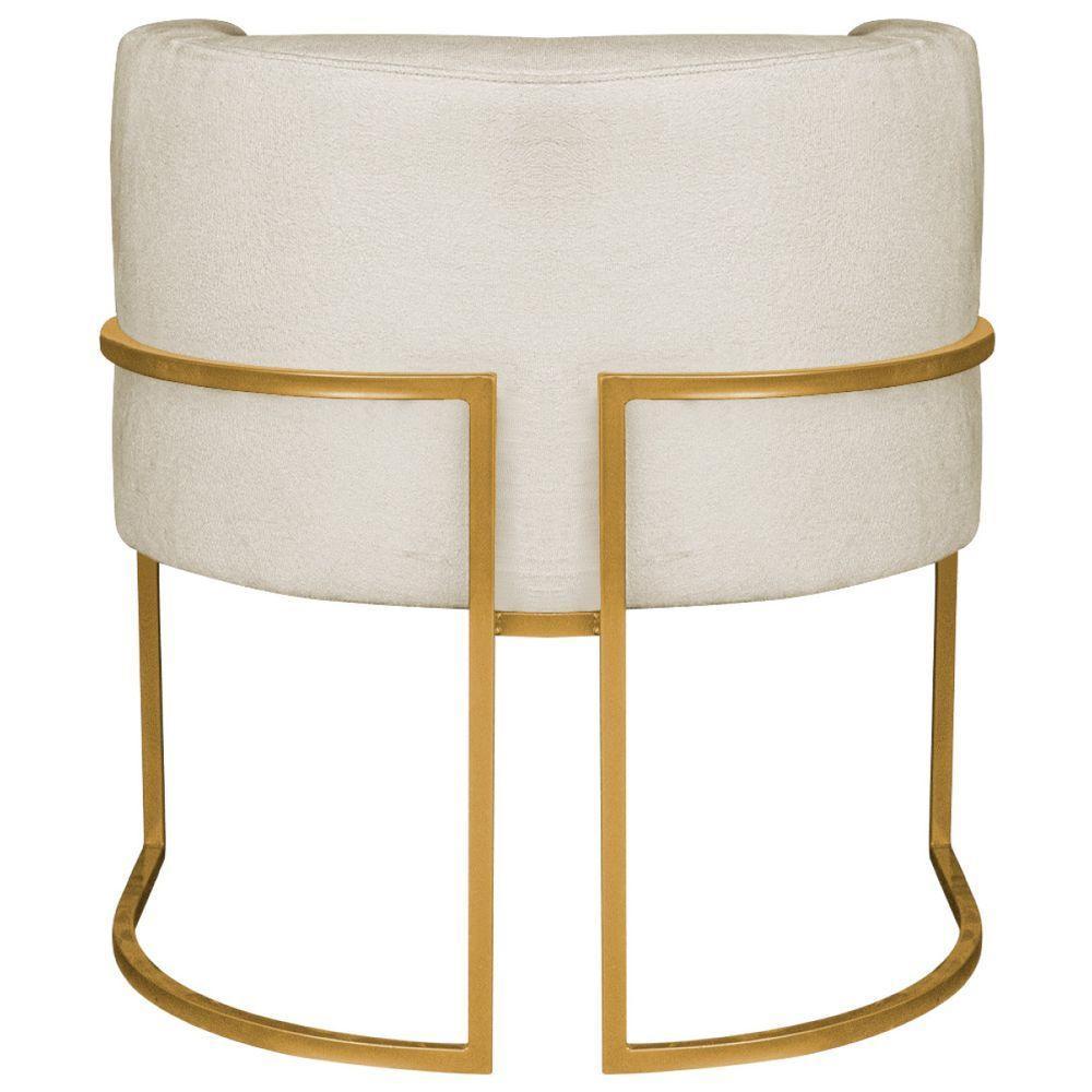 Kit 02 Poltronas Decorativa Luna Base De Ferro Dourado Bouclé Bege - 5