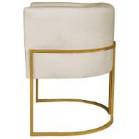 Kit 02 Poltronas Decorativa Luna Base De Ferro Dourado Bouclé Bege - 2