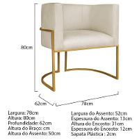 Kit 02 Poltronas Decorativa Luna Base De Ferro Dourado Bouclé Bege - 6