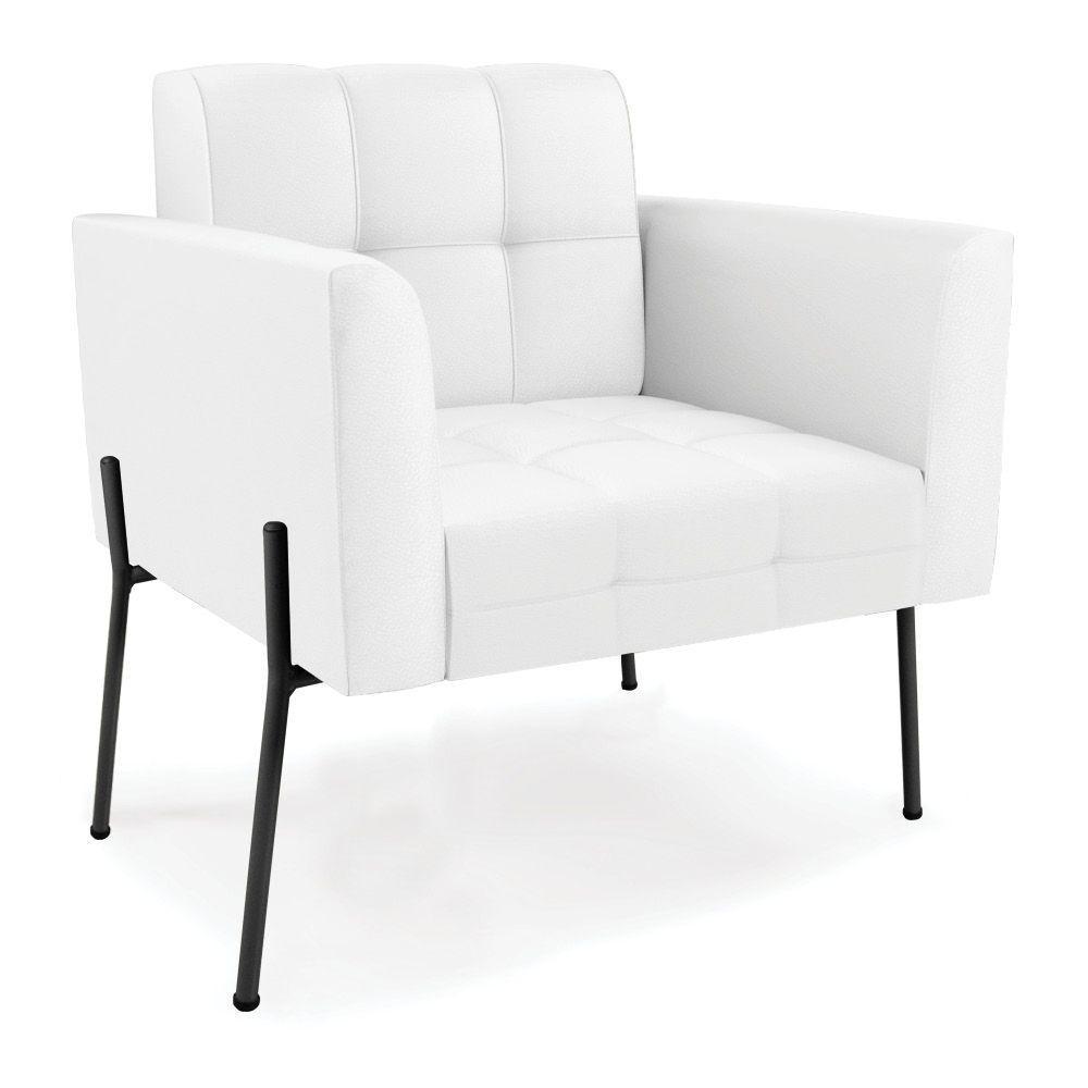 Poltrona Pé De Ferro Preto Para Sala Elisa Corino D03 - D'rossi Cor Branco - 1