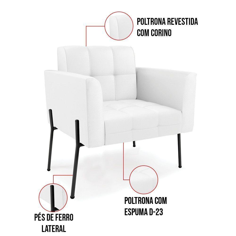 Poltrona Pé De Ferro Preto Para Sala Elisa Corino D03 - D'rossi Cor Branco - 3