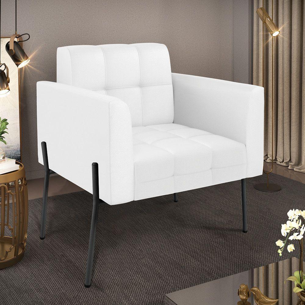 Poltrona Pé De Ferro Preto Para Sala Elisa Corino D03 - D'rossi Cor Branco - 6