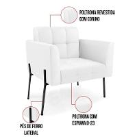 Poltrona Pé De Ferro Preto Para Sala Elisa Corino D03 - D'rossi Cor Branco - 3