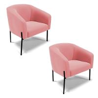 Poltrona Pé De Ferro Preto Kit 2 Stella Suede D03 - D'rossi Cor Rose - 1