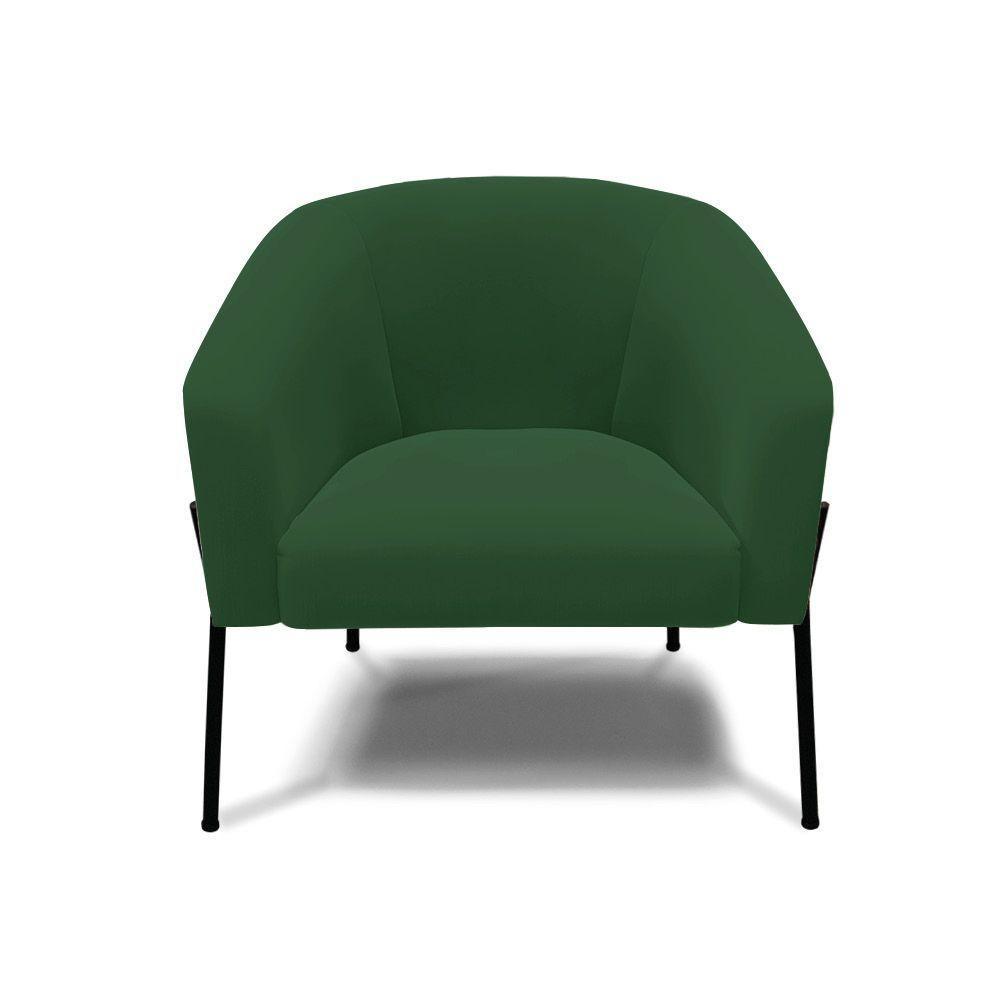 Poltrona Pé De Ferro Preto Kit 2 Stella Veludo D03 - D'rossi Cor Verde - 5