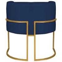 Kit 02 Poltronas Decorativas Luna Base De Ferro Dourado Suede Azul Marinho - 2