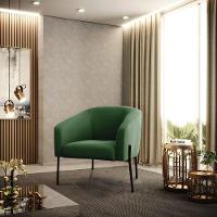 Poltrona Pé De Ferro Preto Kit 2 Stella Suede D03 - D'rossi Cor Verde - 6