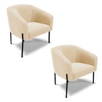 Poltrona Pé De Ferro Preto Kit 2 Stella Suede D03 - D'rossi Cor Bege - 1