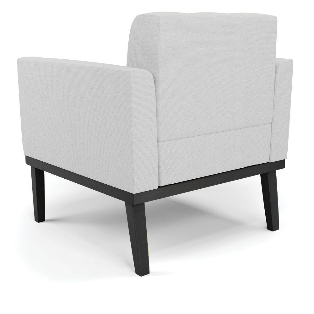 Poltrona Base De Madeira Fixa Preto Kit 2 Elisa Linho D03 - D'rossi Cor A05 Cinza - 3