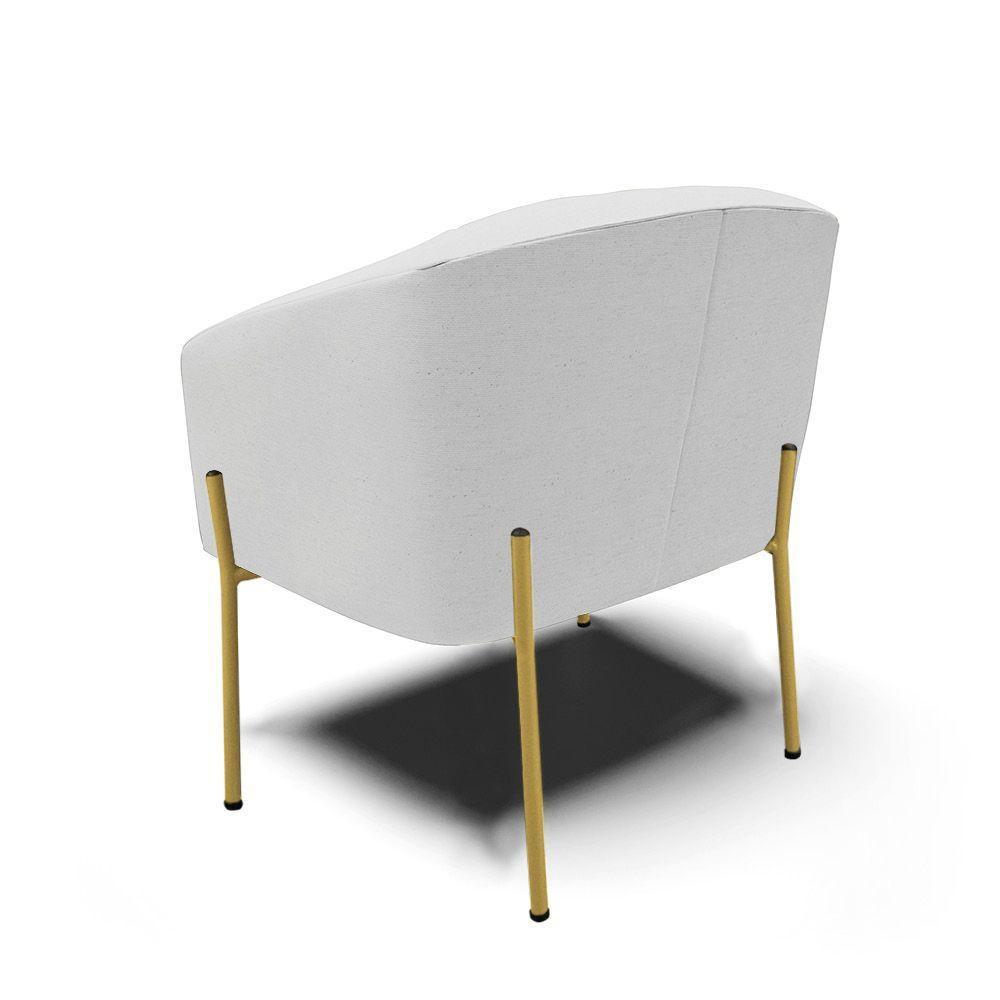 Poltrona Pé De Ferro Dourado Kit 2 Stella Linho D03 - D'rossi Cor A05 Cinza - 4
