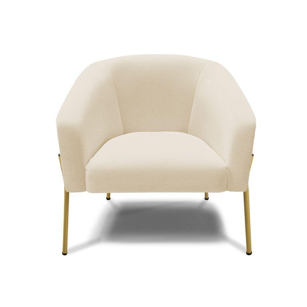 Poltrona Pé De Ferro Dourado Kit 2 Stella Linho D03 - D'rossi Cor A19 Bege - 5
