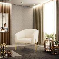 Poltrona Pé De Ferro Dourado Kit 2 Stella Linho D03 - D'rossi Cor A19 Bege - 6