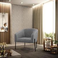 Poltrona Pé De Ferro Preto Sala De Estar Stella Linho D03 - D'rossi Cor A26 Grafite - 6