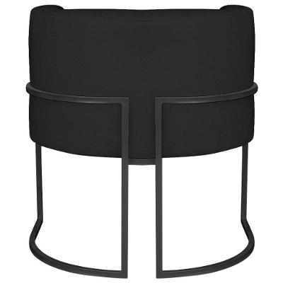 Kit 02 Poltronas Decorativas Luna Base De Ferro Preto Sintético Cor Preto