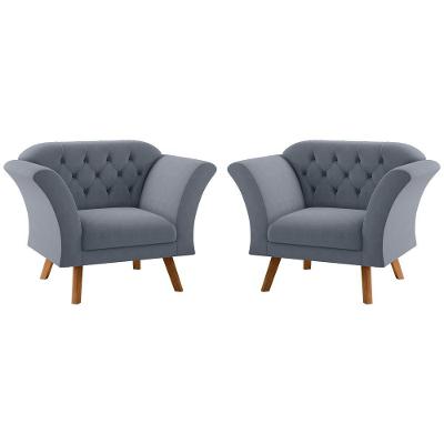 Conjunto Poltrona Decorativa Roseira Inca Chumbo