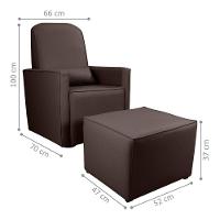 Poltrona Para Amamentação Com Puff León Sintetico Marrom - 3