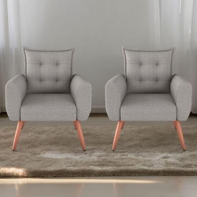 Jogo De Poltronas Decorativas Park Linho Cinza